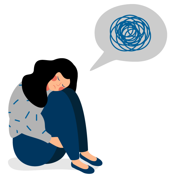 Curare la Depressione Treviso - Illustrazione Donna che Soffre