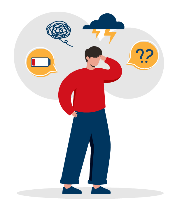 Curare la Depressione Treviso - Illustrazione Uomo in Crisi