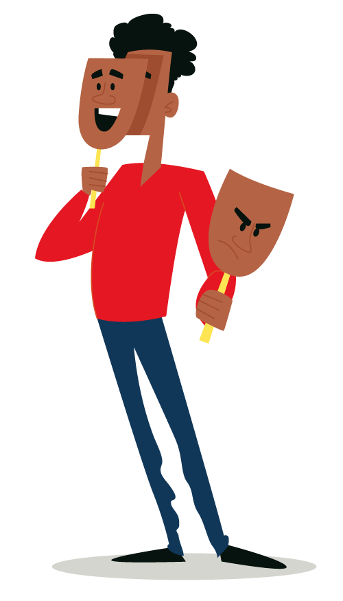 Disturbo di Personalità Treviso -  Illustrazione Uomo con Maschere Diverse
