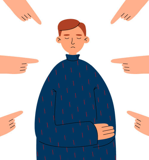 Fobia Sociale Treviso - Illustrazione Uomo Indicato da Molte Mani