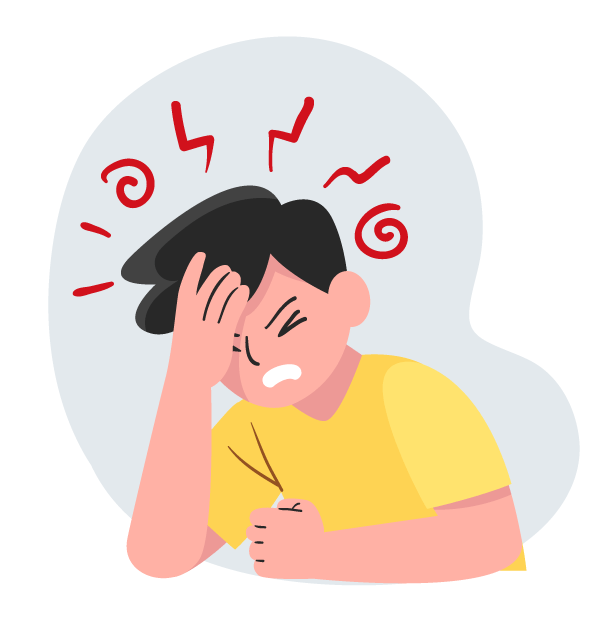 Gestione dello Stress Treviso - Sintomi Gestione dello Stress Treviso - Illustrazione Uomo Stressato che si tiene il capo