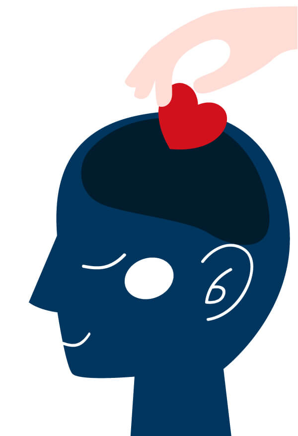 Pratica Mindfulness Treviso - Illustrazione Testa in cui Viene Inserito un Cuore
