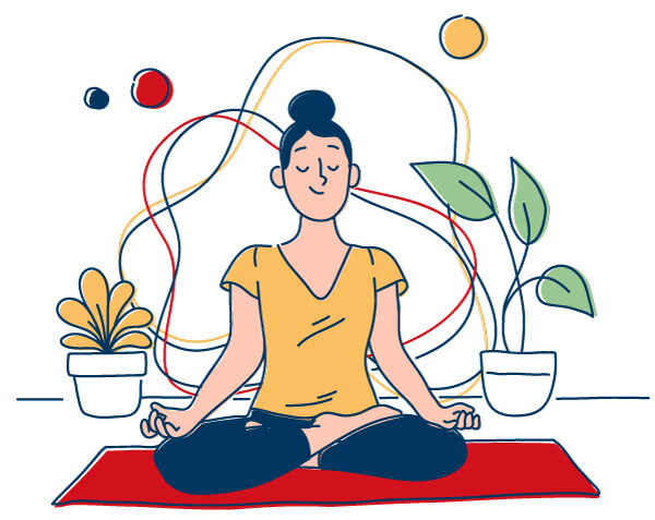 Pratica Mindfulness Treviso - Illustrazione Donna che Pratica la Meditazione