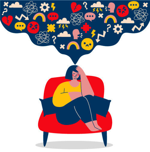 Psicoterapia Cognitivo-Comportamentale Treviso - Illustrazione Donna in Ansia
