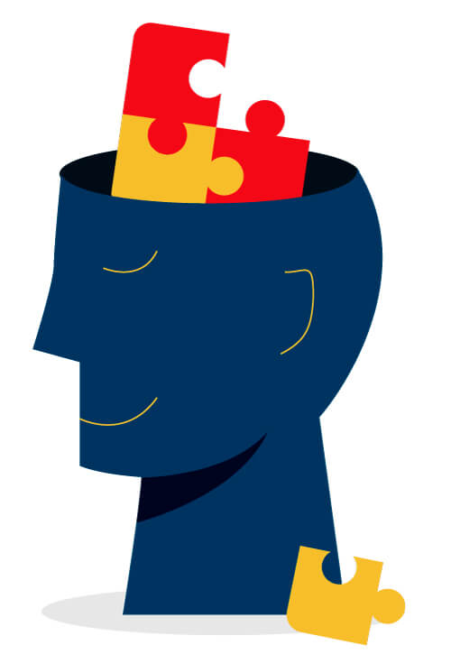 Psicoterapia Cognitivo-Comportamentale Treviso - Illustrazione Testa con Puzzle all'Interno